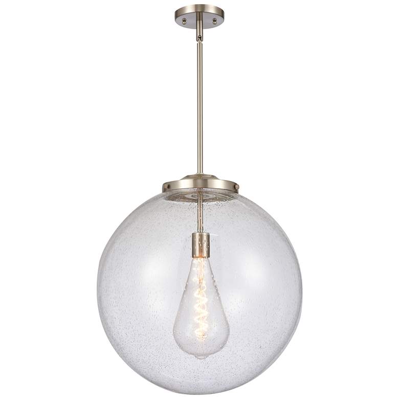 Image 1 Beacon 18" Brushed Satin Nickel Pendant w/ Seedy Shade