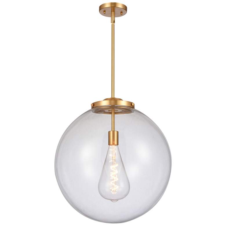 Image 1 Beacon 18" Satin Gold Pendant w/ Clear Shade