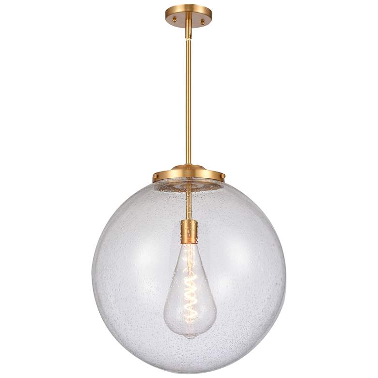 Image 1 Beacon 18" Satin Gold Pendant w/ Seedy Shade