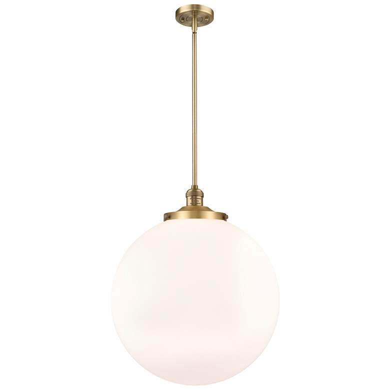 Image 1 Beacon 18" Wide Brushed Brass Pendant Light w/ White Glass