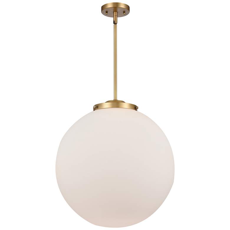Image 1 Beacon 18" Wide Brushed Brass Pendant Light w/ White Glass