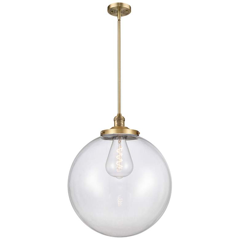 Image 1 Beacon 18" Wide Brushed Brass Pendant Light with Clear Shade