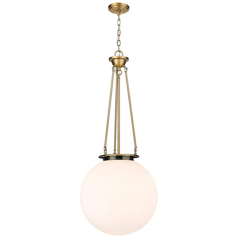 Image 1 Beacon 18" Wide Brushed Brass Pendant Light with White Glass