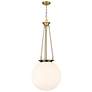 1_Beacon 18" Wide Brushed Brass Pendant Light with White Glass