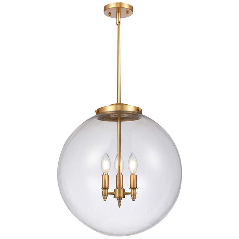 Image 1 Beacon 18" Wide Satin Gold 3-Light Pendant w/ Clear Shade