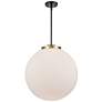 Beacon 18"W Black Antique Brass Pendant Light w/ White Glass