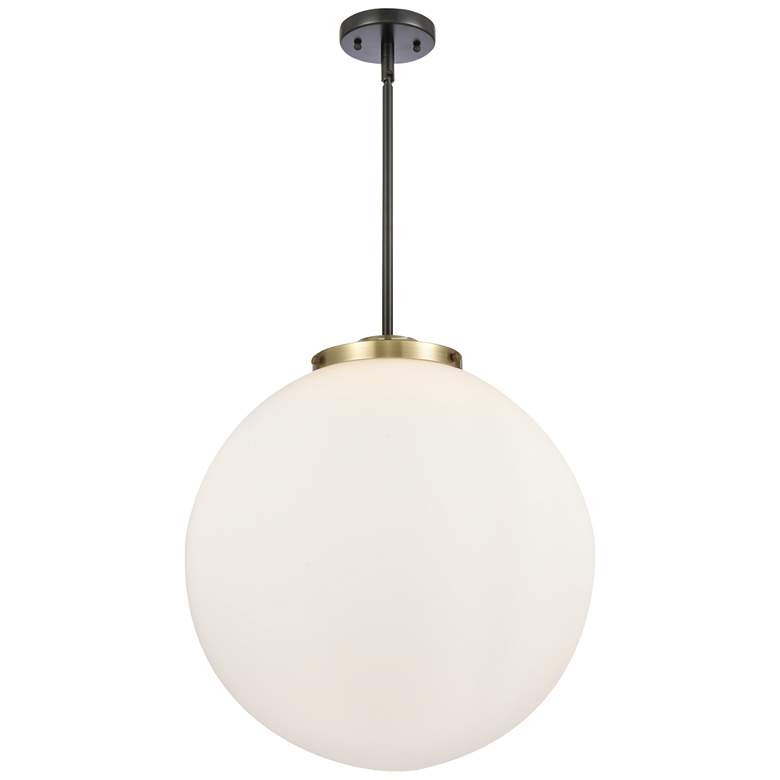 Image 1 Beacon 18"W Black Antique Brass Pendant Light w/ White Glass