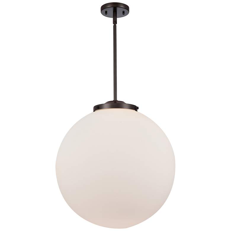 Image 1 Beacon 18"W Oil-Rubbed Bronze Pendant Light with White Shade