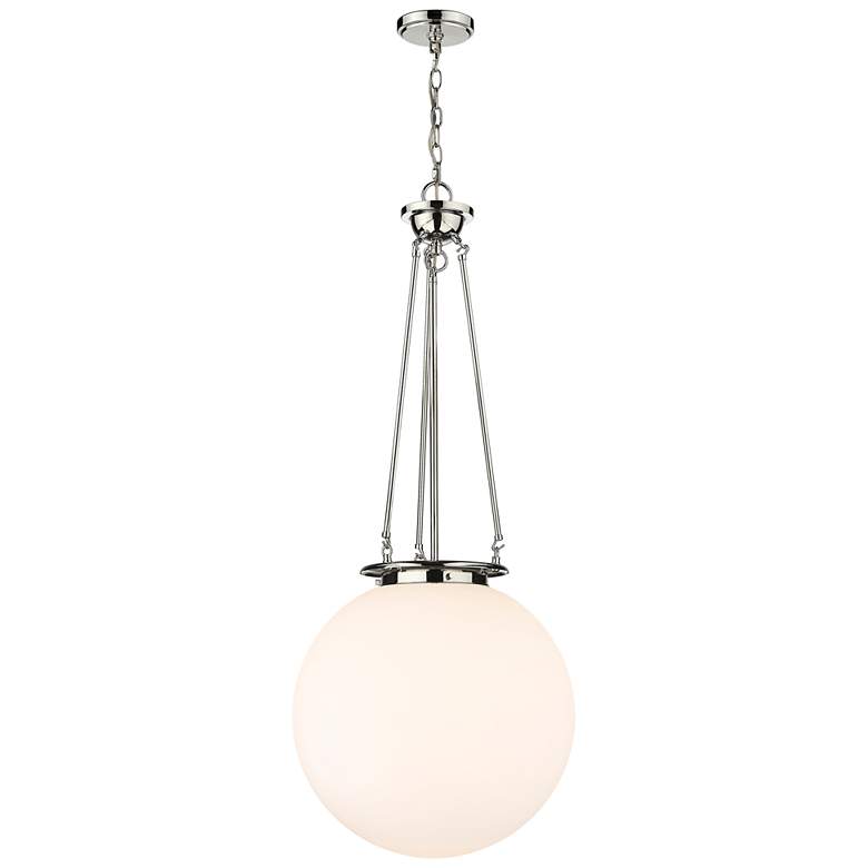 Image 1 Beacon 18"W Polished Nickel and White Glass Pendant Light