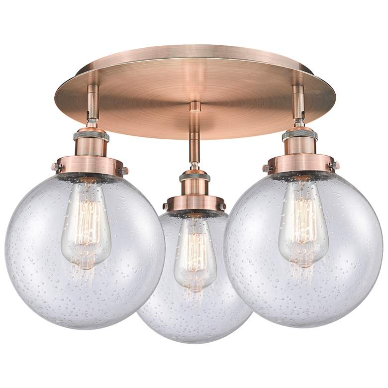 Image 1 Beacon 19 3/4" Wide Antique Copper 3-Light Ceiling Light