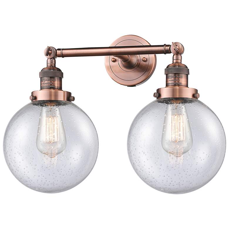 Image 1 Beacon 19" 2-Light Antique Copper Bath Light w/ Seedy Shade