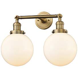 Image1 of Beacon 19" 2-Light Brushed Brass Bath Light w/ Matte White Shade