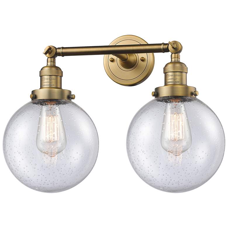 Image 1 Beacon 19" 2-Light Brushed Brass Bath Light w/ Seedy Shade