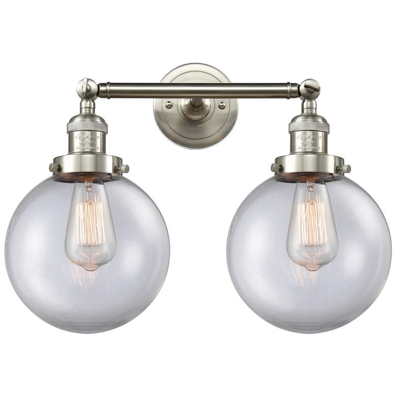 Image 1 Beacon 19" 2-Light Brushed Satin Nickel Bath Light w/ Clear Shade