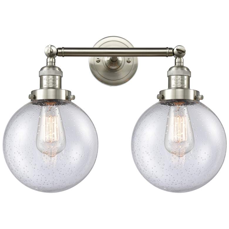 Image 1 Beacon 19" 2-Light Brushed Satin Nickel Bath Light w/ Seedy Shade