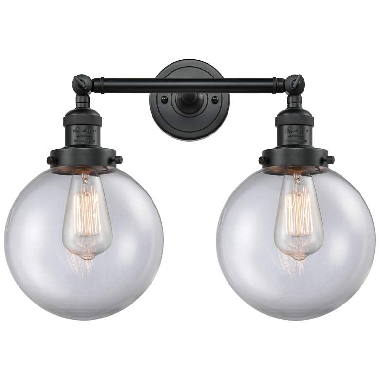 Image 1 Beacon 19" 2-Light Matte Black Bath Light w/ Clear Shade