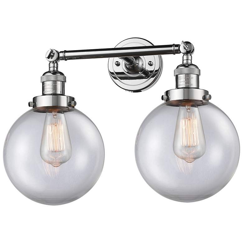 Image 1 Beacon 19" 2-Light Polished Chrome Bath Light w/ Clear Shade
