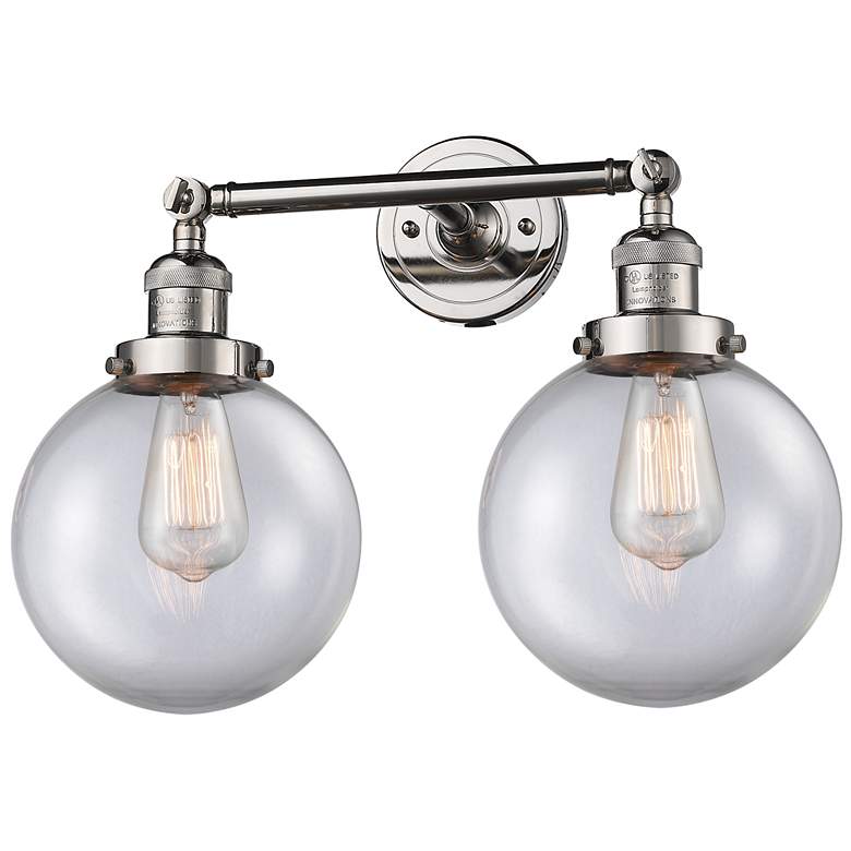 Image 1 Beacon 19" 2-Light Polished Nickel Bath Light w/ Clear Shade