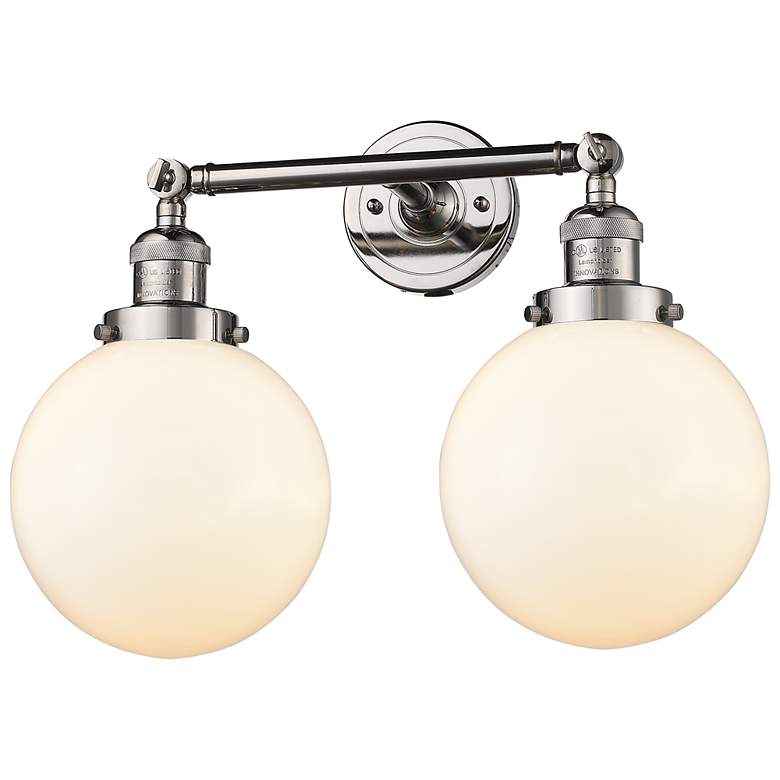 Image 1 Beacon 19" 2-Light Polished Nickel Bath Light w/ Matte White Shade