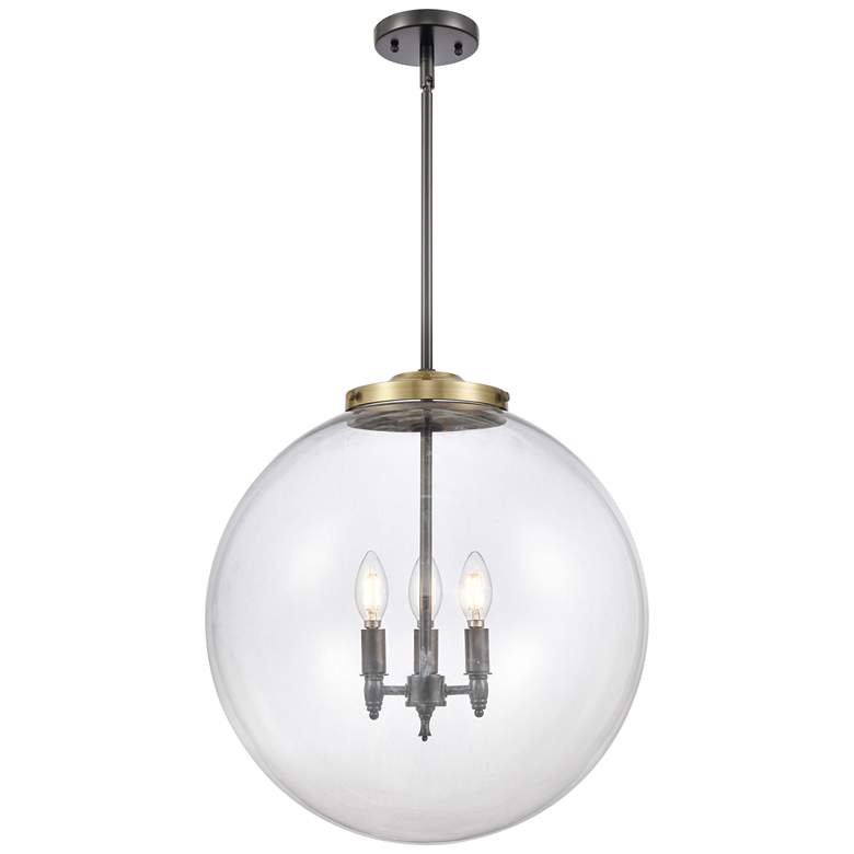 Image 1 Beacon 19" 3 Light Black Brass LED Pendant w/ Clear Shade