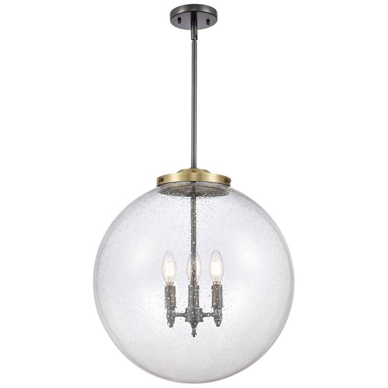 Image 1 Beacon 19" 3 Light Black Brass LED Pendant w/ Seedy Shade