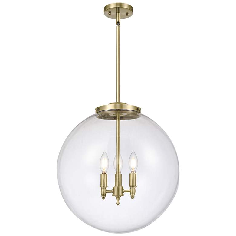 Image 1 Beacon 19" 3 Light Brass LED Pendant w/ Clear Shade