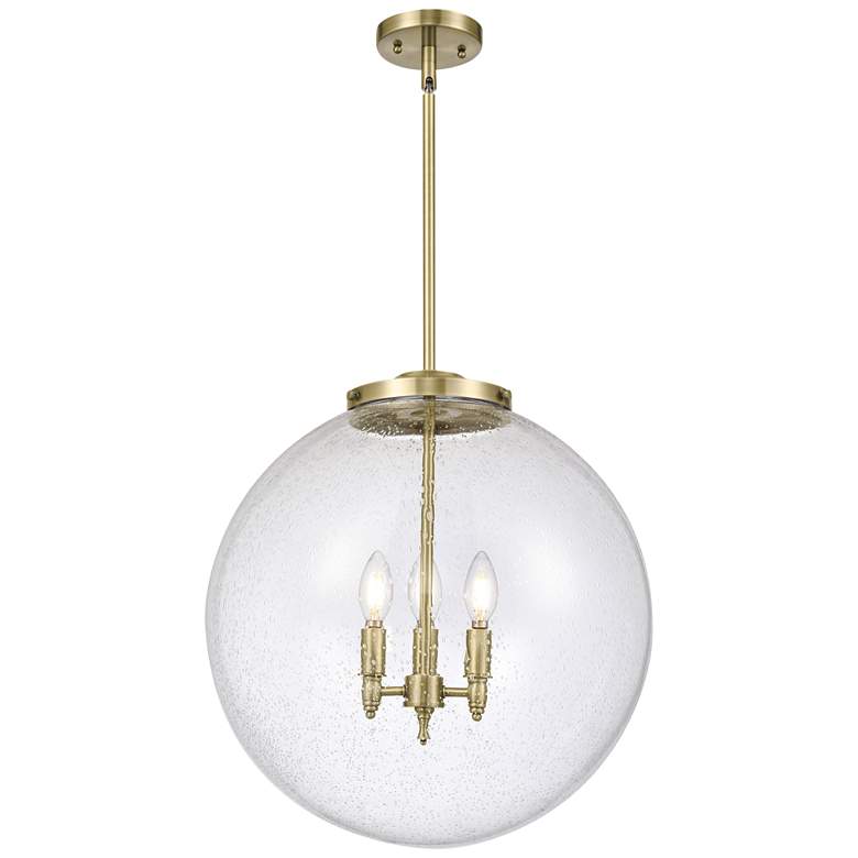 Image 1 Beacon 19" 3 Light Brass LED Pendant w/ Seedy Shade