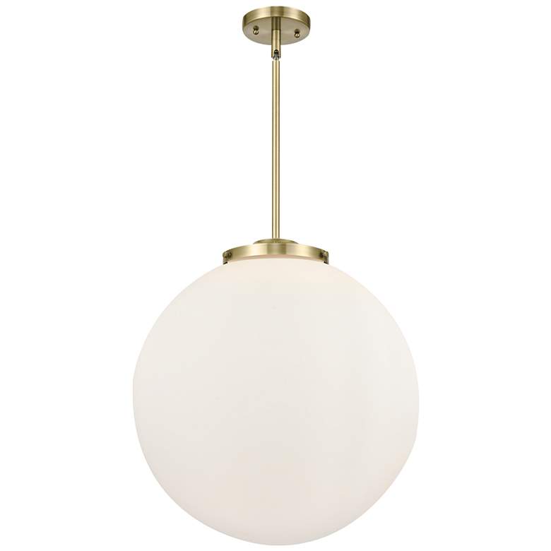 Image 1 Beacon 19" 3 Light Brass Pendant w/ White Shade
