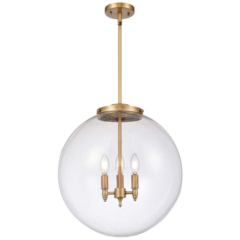 Image 1 Beacon 19 inch 3 Light Brushed Brass LED Pendant w/ Clear Shade