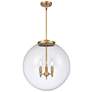 Beacon 19" 3 Light Brushed Brass LED Pendant w/ Clear Shade