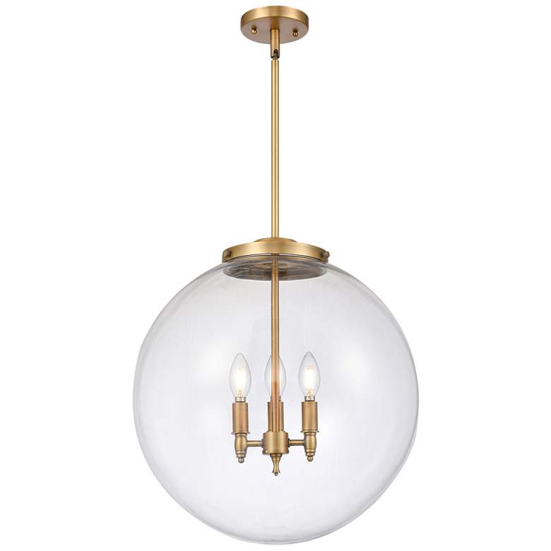 Image 1 Beacon 19" 3 Light Brushed Brass LED Pendant w/ Clear Shade