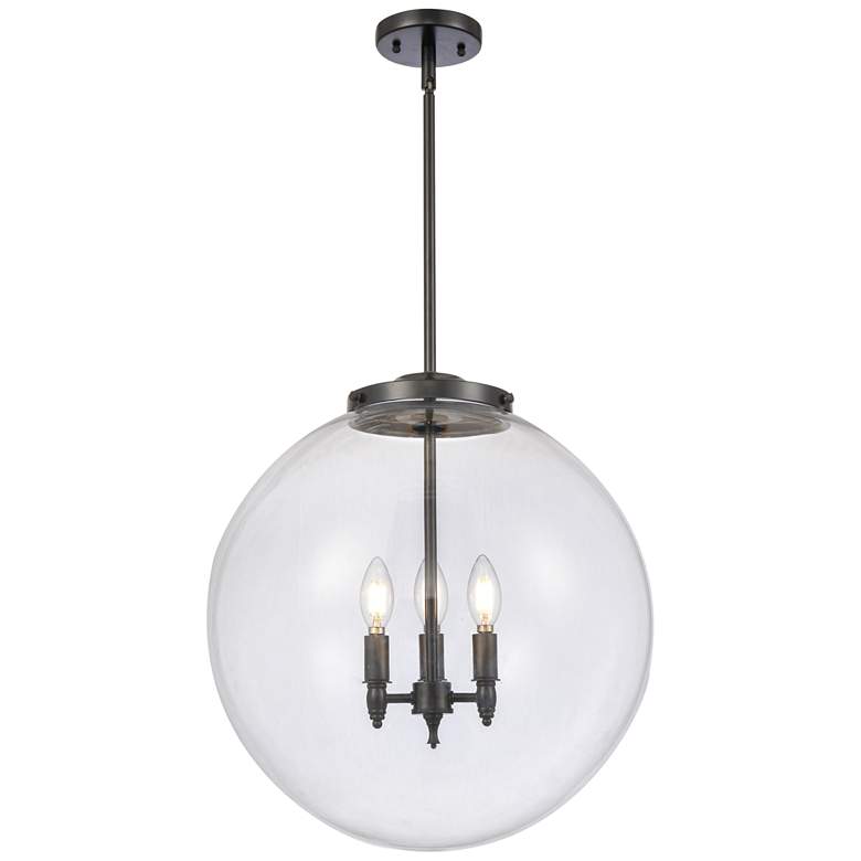 Image 1 Beacon 19 inch 3 Light Matte Black LED Pendant w/ Clear Shade
