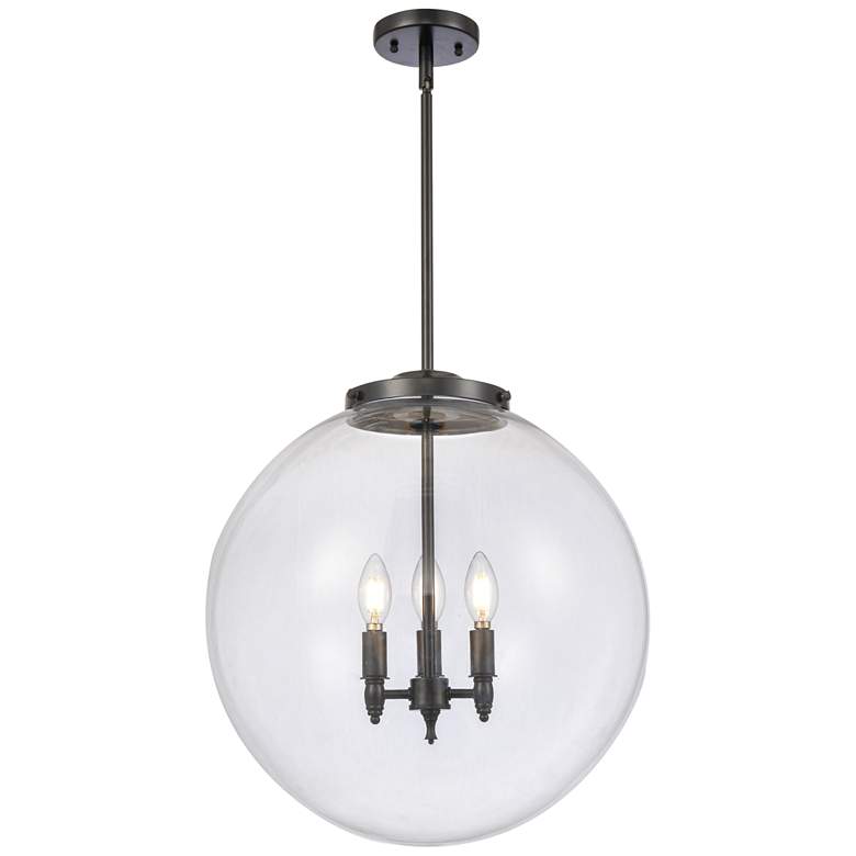 Image 1 Beacon 19" 3 Light Matte Black LED Pendant w/ Clear Shade