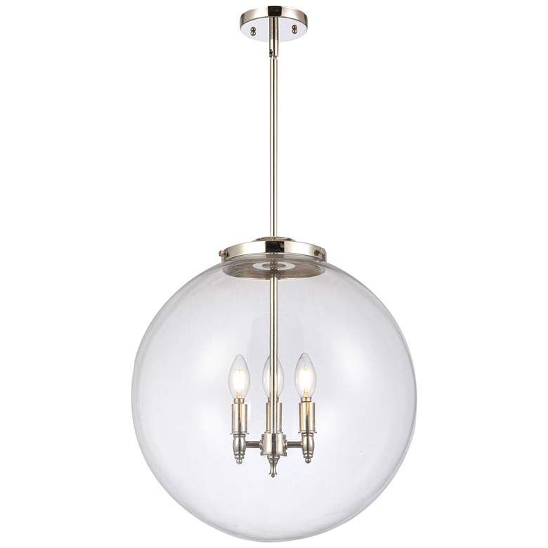 Image 1 Beacon 19" 3 Light Nickel LED Pendant w/ Clear Shade