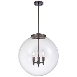 Beacon 19&quot; 3 Light Oil Rubbed Bronze LED Pendant w/ Clear Shade
