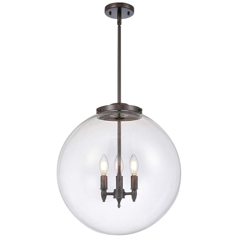 Image 1 Beacon 19" 3 Light Oil Rubbed Bronze LED Pendant w/ Clear Shade