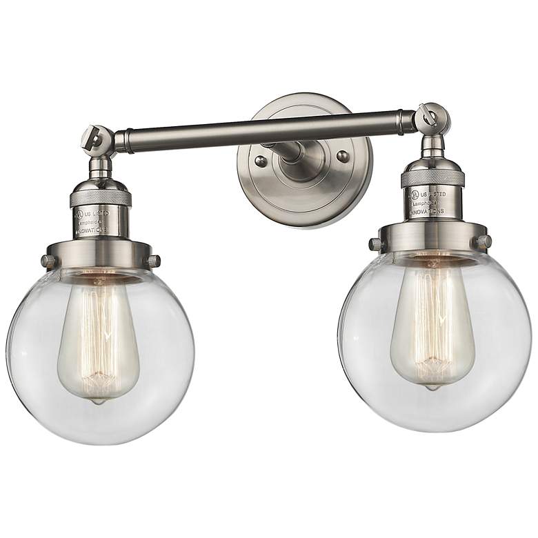 Image 1 Beacon 2 Light 17" LED Bath Light - Brushed Satin Nickel - Clear Shade