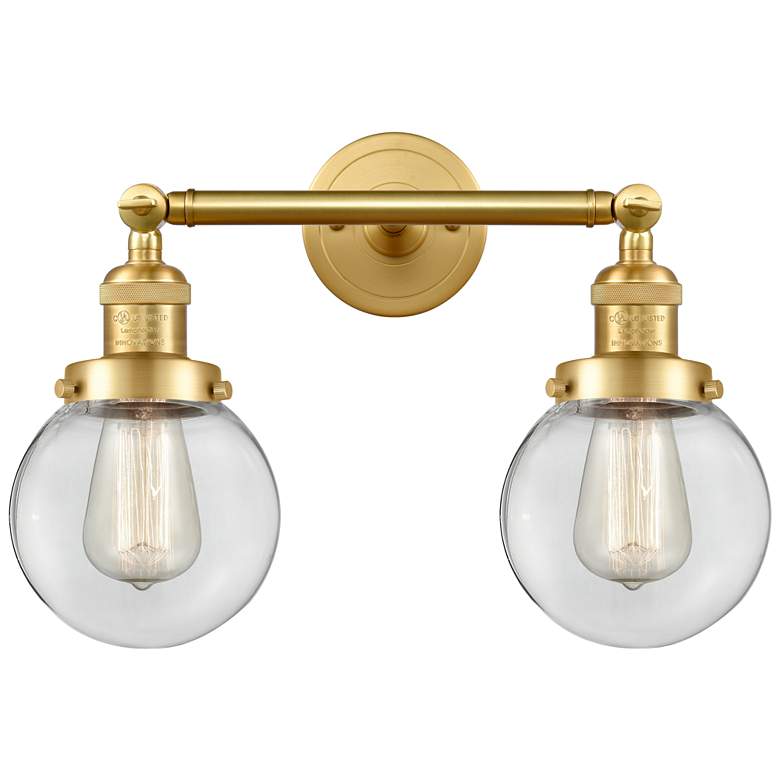 Image 1 Beacon 2 Light 17" LED Bath Light - Satin Gold - Clear Shade