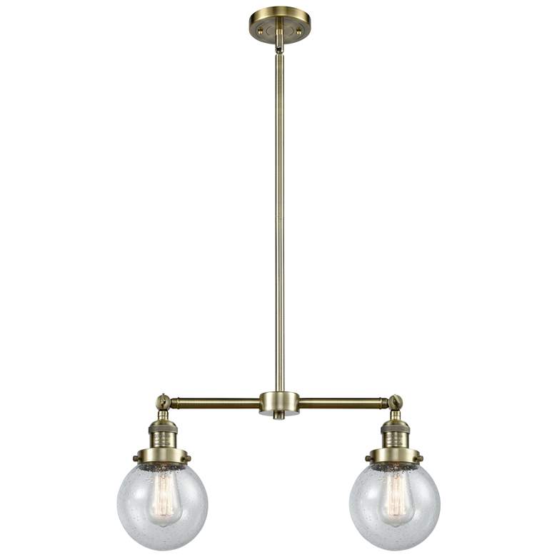 Image 1 Beacon - 2 Light 23" Island Light - Antique Brass - Seedy Shade
