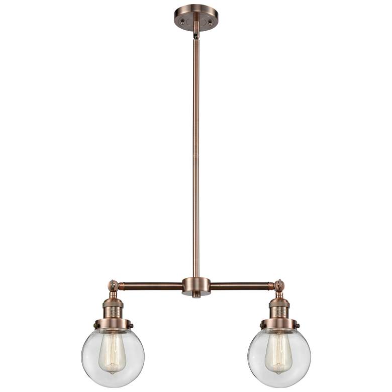 Image 1 Beacon - 2 Light 23" Island Light - Antique Copper - Clear Shade