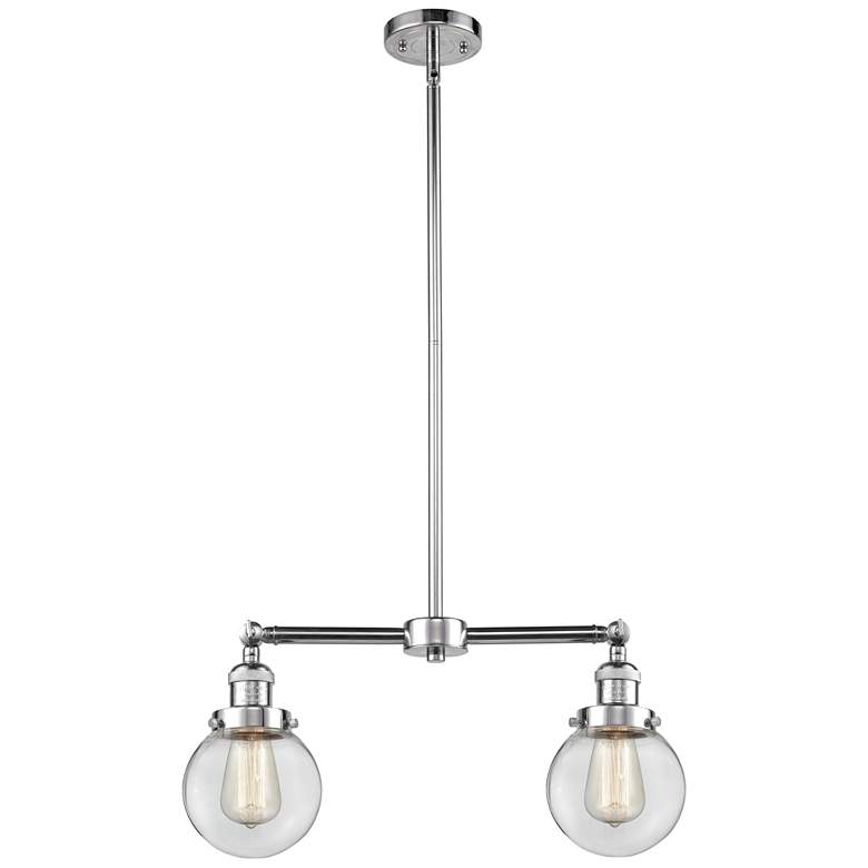 Image 1 Beacon - 2 Light 23" Island Light - Polished Chrome - Clear Shade