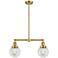 Beacon - 2 Light 23" Island Light - Satin Gold - Clear Shade