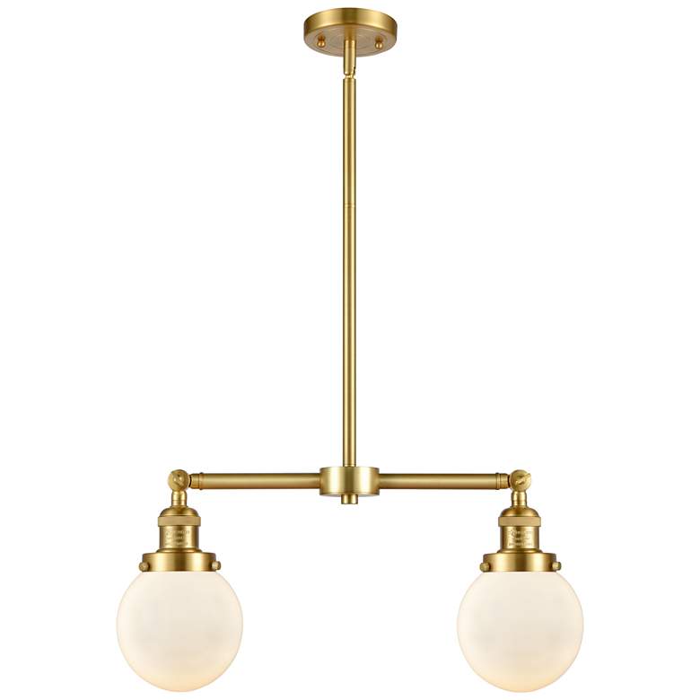 Image 1 Beacon - 2 Light 23" Island Light - Satin Gold  - Matte White Shade