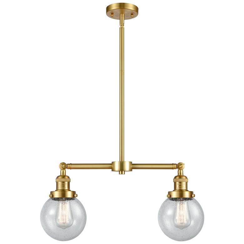Image 1 Beacon - 2 Light 23" Island Light - Satin Gold - Seedy Shade