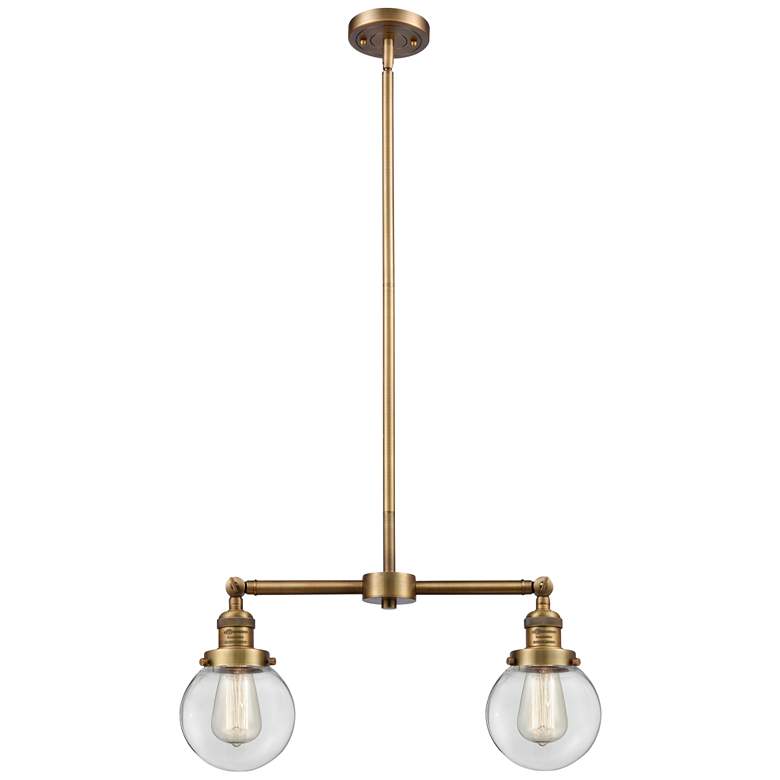 Image 1 Beacon - 2 Light 23" LED Island Light - Brushed Brass - Clear Shade