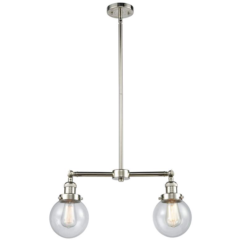Image 1 Beacon - 2 Light 23" LED Island Light - Polished Nickel - Clear Shade