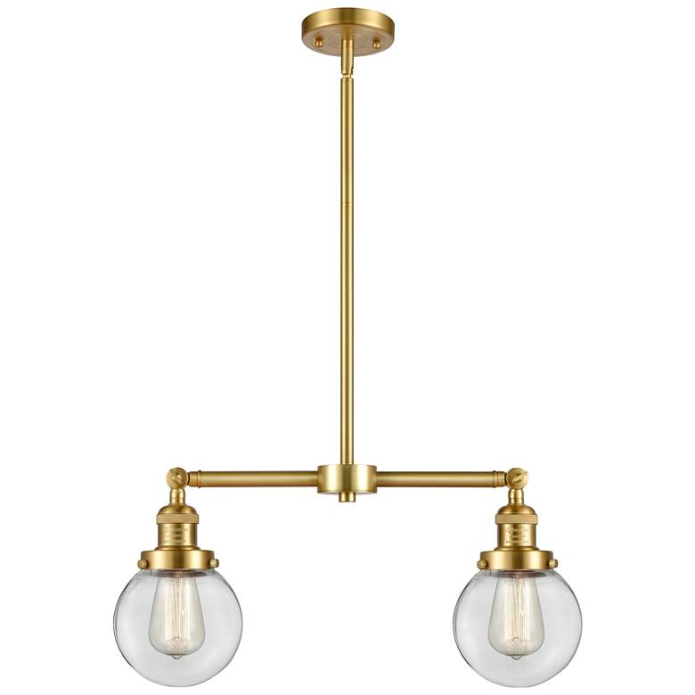 Image 1 Beacon - 2 Light 23" LED Island Light - Satin Gold - Clear Shade