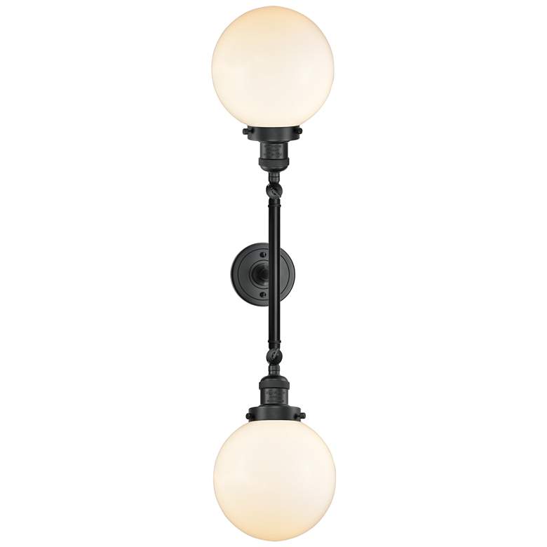 Image 1 Beacon 2 Light 8" LED Bath Light - Matte Black - Matte White Shade