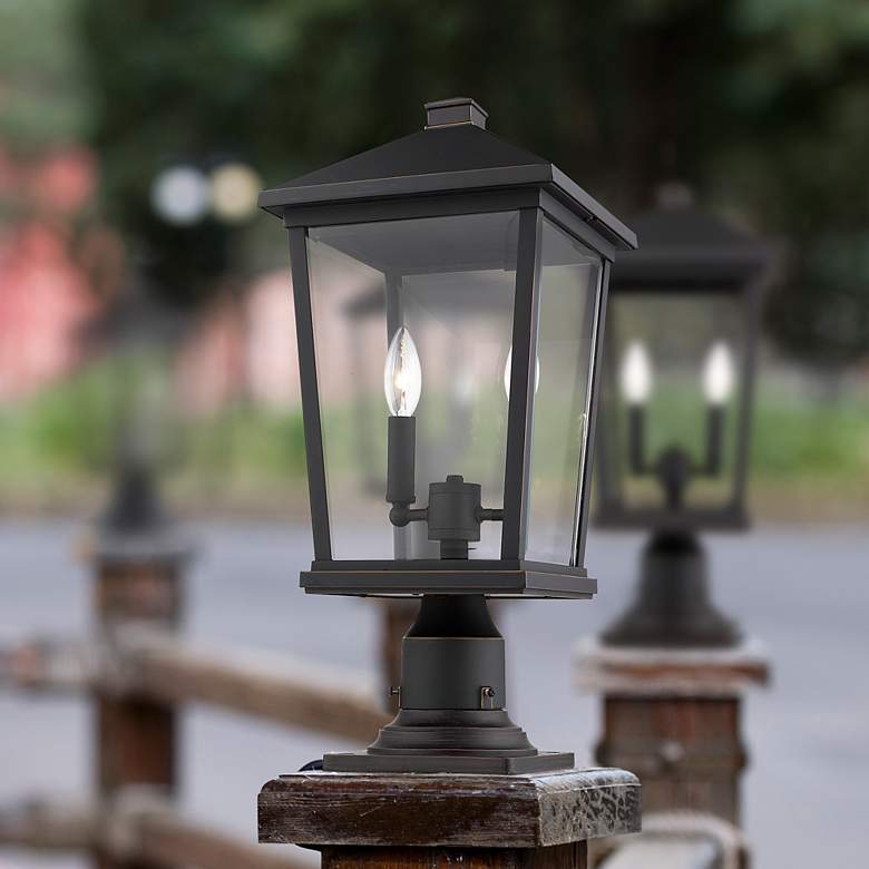 Image 1 Beacon 21 1/2"H Oil-Rubbed Bronze 2-Light Outdoor Pier Light