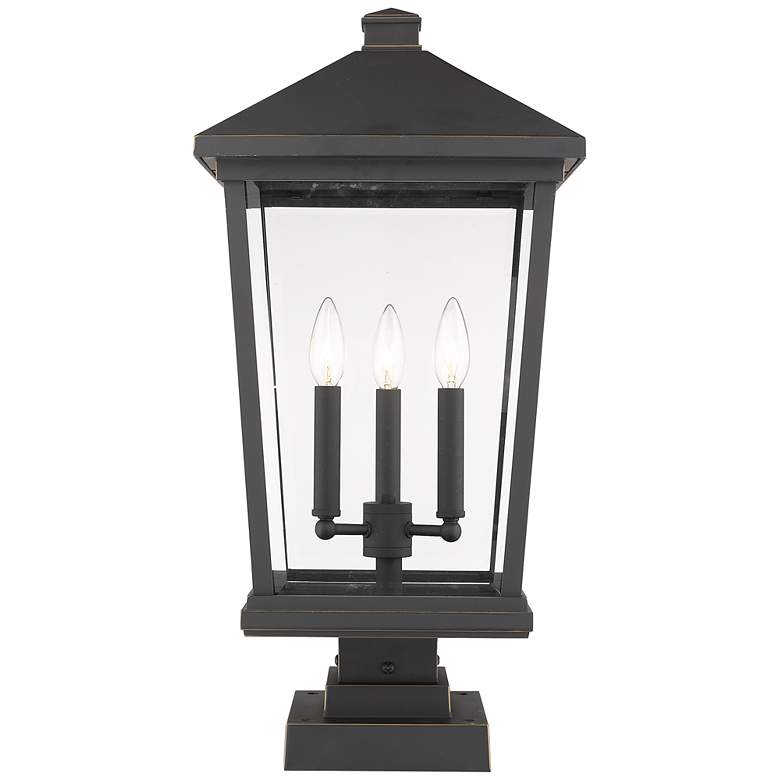 Image 1 Beacon 24 3/4 inchH Oil-Rubbed Bronze 3-Light Outdoor Pier Light